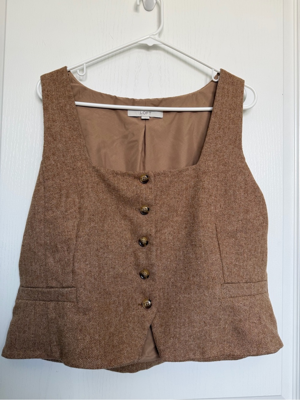 LOFT Tan Lightweight Lined Vest
